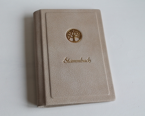 Preview: Stammbuch "Goldene Lebensbaum" aus beigem Büffelleder